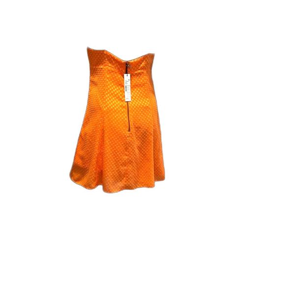 Alice + Olivia Designer dress Orange polka-dot texture mini  halter  size 2 NWT - Picture 3 of 8